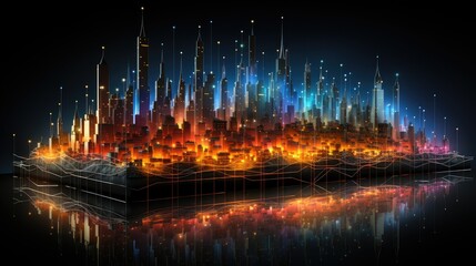 Wall Mural - Futuristic digital chart representing business growth and economy