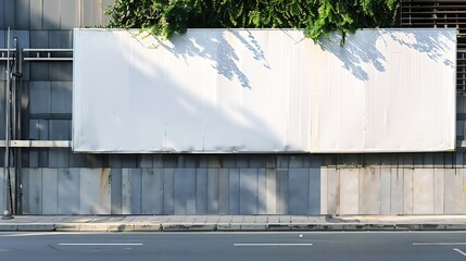 Poster - Blank white advertising banner on the construction cite fence : Generative AI