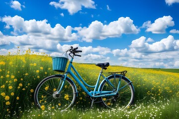 Wall Mural - Beautiful natural landscape with a bicycle