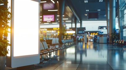 Poster - Sign and Billboard Mockup at duty free shop in departure terminal to promote your business or organization in a unique and eyecatching way : Generative AI