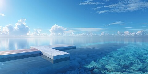 Wall Mural - Peaceful Pier Over Clear Blue Water