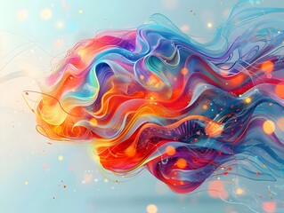 Poster - Vibrant and Dynamic Abstract Brain Representing Creativity and Imagination