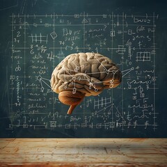 Poster - Intellectual Power of the Brain Represented by Floating Mathematical Formulas and Equations