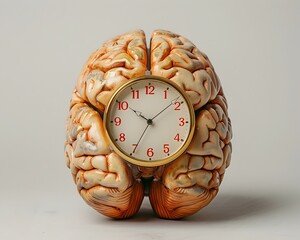Poster - brain with integrated clock symbolizing time management and cognitive efficiency