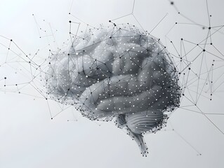 Poster - interconnected brain neural network concept with dots and lines