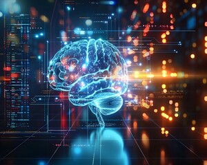 Poster - Interactive Brain Powered Digital Interface Highlighting Technological Innovation and User Experience