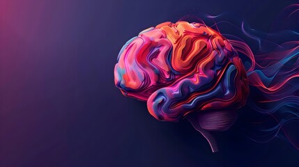 Poster - Vibrant and Colorful Brain Pattern Symbolizing Creative Thinking and Diverse Mindset