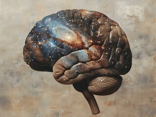 Poster - Expansive Brain Concept with Starry Cosmos Within Symbolizing Imagination and Limitless Potential