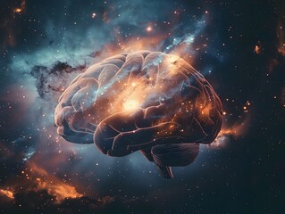 Poster - Boundless Imagination Cerebral Galaxy Representing Limitless Potential of the Human Mind