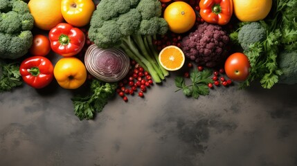 vegetables on a white background with top view copy space