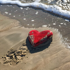 Canvas Print - heart on the sand