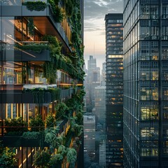 Sustainable Urban Sanctuary Towering Skyscrapers with Rooftop Gardens Showcasing Eco Friendly City Living