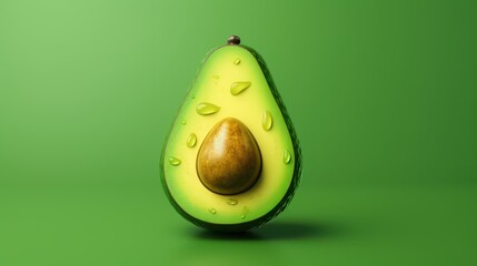 Sticker - 3d render realistic of green avocado slice fruit