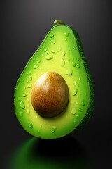 Sticker - 3d render realistic of green avocado slice fruit