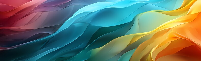 vibrant abstract waves in a spectrum of colors, including blue, yellow, and red, creating a dynamic 