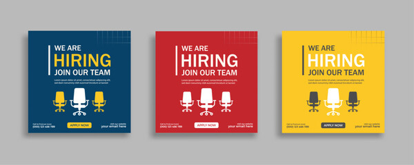 Wall Mural - We are hiring job vacancy social media post or square web banner template vector design	