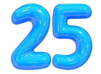 Poster - Balloon Number 25 Blue Color 3D Render