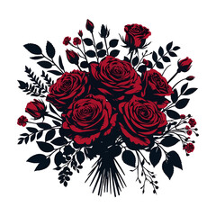 red rose bouquets silhouette style