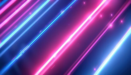 Wall Mural - futuristic neon lines in pink and blue glowing in the dark abstract minimalist geometric background cyber space concept digital art