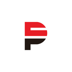 Sticker - letter cp simple stripes geometric logo vector