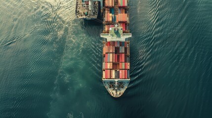 Wall Mural - A panoramic view of an international cargo ship