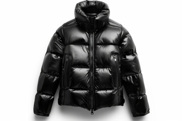 Wall Mural - black puffer jacket isolated on white background