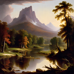 Wall Mural - sunset in the mountains