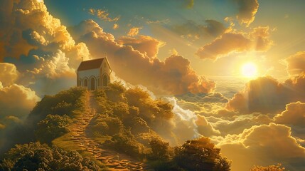 heaven god holy church bethlehem illustration landscape art pathway heaven artwork paradise sun ligh