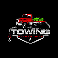 towing car logo template Crane Service illustration