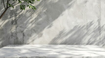 Aufkleber - White Marble Tabletop in Modern Loft Room with Minimalist Concrete Wall and Natural Sunlight for Product Display