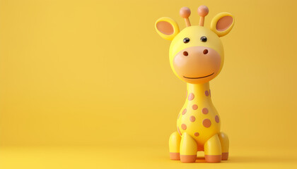 Wall Mural - cute giraffe cartoon character isolated on a pastel background