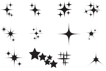 Star Vector File, Set of black silhouettes of vector,  Stars set, hand drawn sketch, doodle vector illustration. collection. Sparkle vector icons. Shine symbol illustration. Vector illustration. 