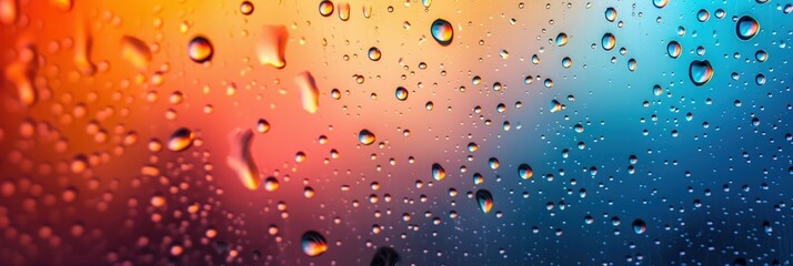 Poster - water droplets on a colorful window