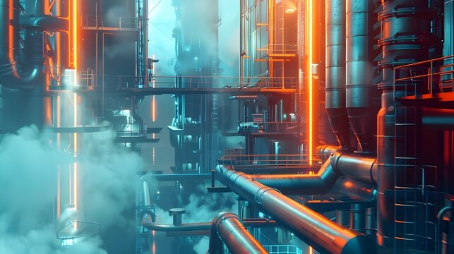 futuristic oil refinery