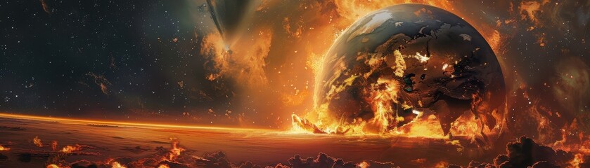 Wall Mural - Burning Earth globe end of the world