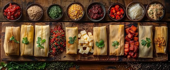 Wall Mural - A Lively Collage Captured Tamales With Unique And Flavorful Recipes, Reflecting The Culinary Creativity