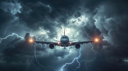 Wall Mural - Commercial jetliner navigating turbulent weather