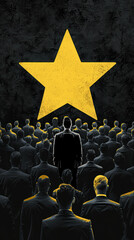 Poster - Businessman Behind Yellow Star Symbolizing Integrity and Leadership