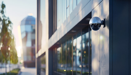 cctv camera on a corporate building exterior wall