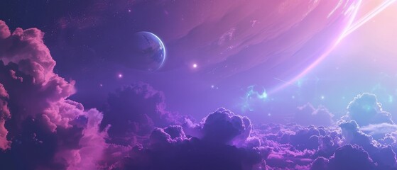 Wall Mural - dreamy cosmic scene with planets and stars