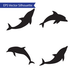  Dolphin Silhouette icon Set. Vector illustration