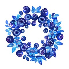 Wall Mural - Blueberry Wreath with Floral Elements