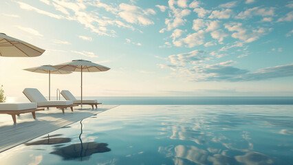 Luxury villa with infinity pool, sea, sky