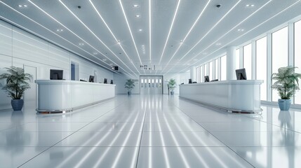 Poster - Check-in counter on white background. Generative AI.