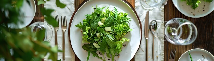 Sticker - Elegant table setting with a fresh green salad