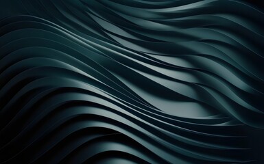Abstract futuristic dark black background with waved design. Realistic 3d wallpaper with luxury flowing lines. Elegant backdrop for poster, website, brochure, banner, app etc… vector illustration