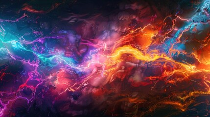 Poster - A vibrant background illuminated by lightning, perfect for illustrating sudden moments or dramatic effects