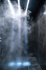 Poster - A steam-filled shower with foggy glass walls