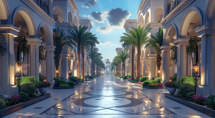 Poster - The lively community spaces and elegant architecture. Generative AI.