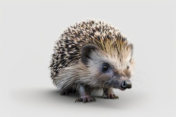 Aufkleber - A small hedgehog stands on a white background, isolated